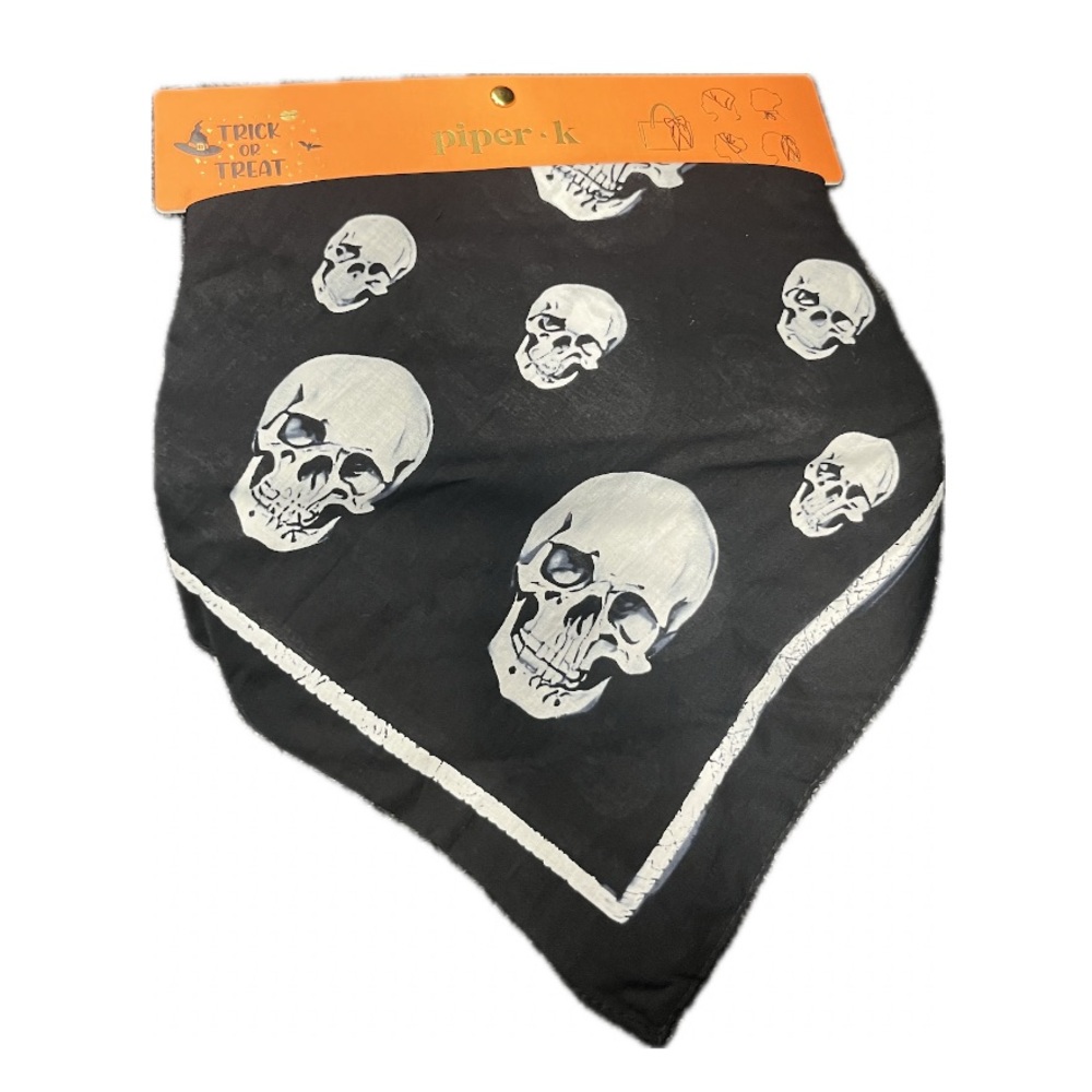 NWT ⚜️🖤⚜️ Piper K Halloween Skull Satin Bandana - Picture 4 of 10